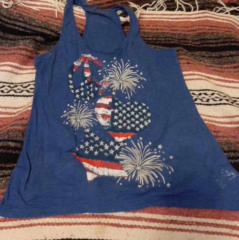 red white and blue firework tank top